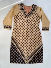 Vintage 70s Handmade Caftan Hostess Dress Engineered Print Breezy Lightweight 