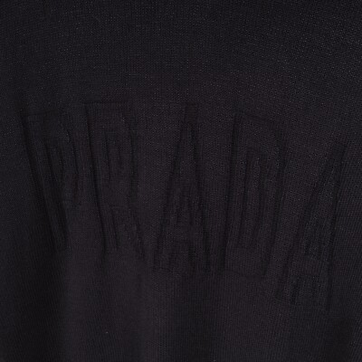 Prada Vintage Men's Black Knit Big Logo Pullover Sweater size M
