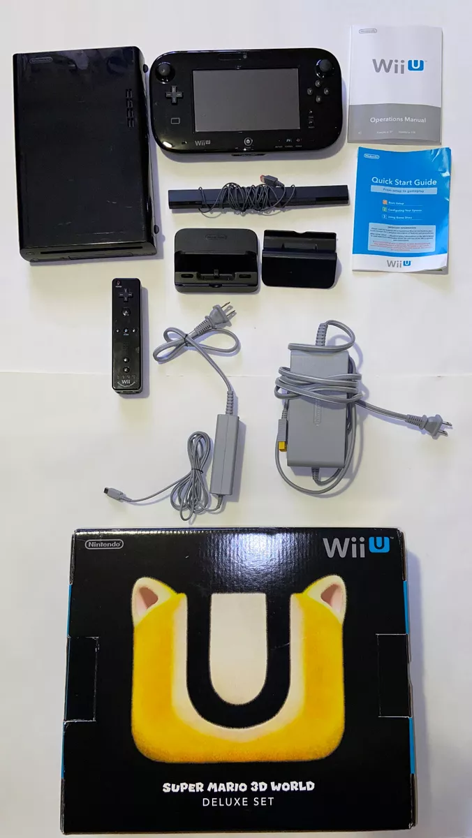 Wii U Console Deluxe Black 32GB, Item, Box, and Manual