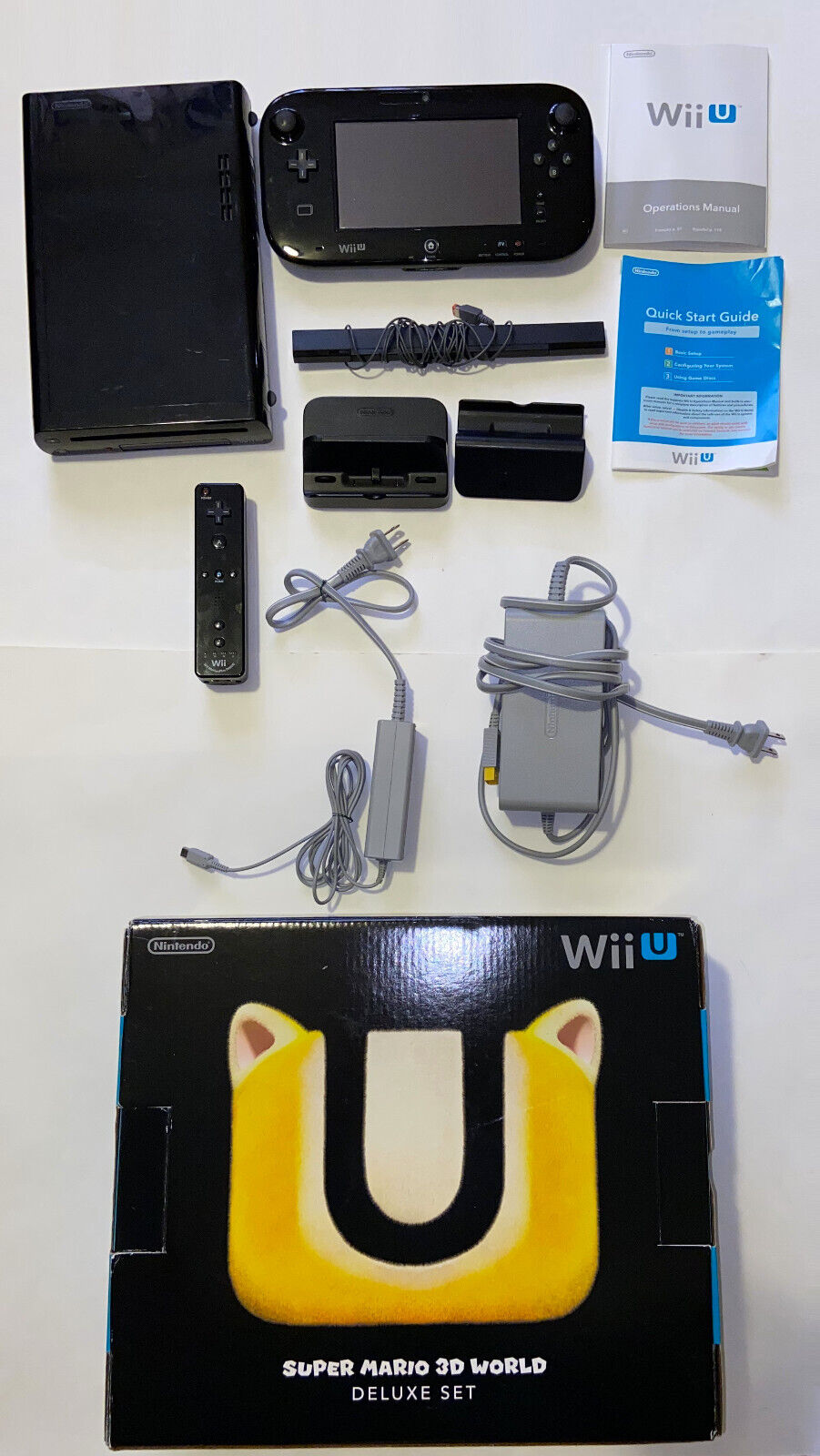 Nintendo Wii U Gaming System 32GB Console + Gamepad Complete Bundle Matte  BLACK