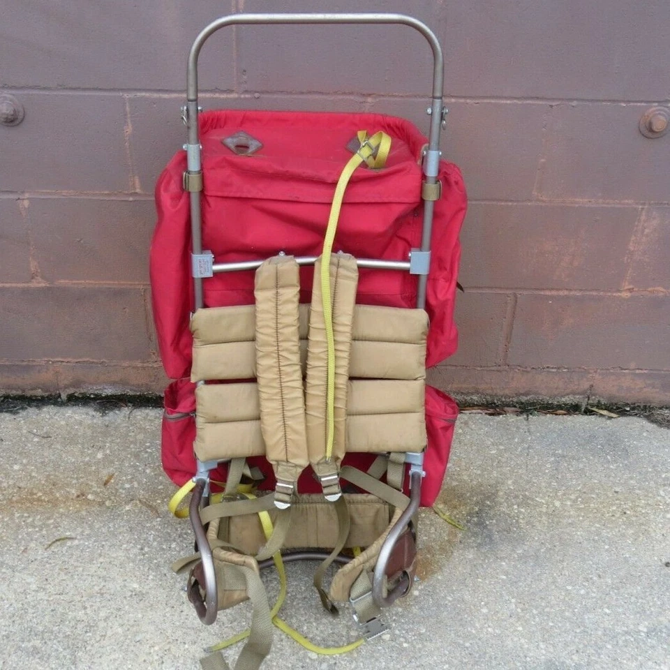 Mochila de Colección Jansport Marco Externo Senderismo Camping Alas de Cadera Roja Hecha en EE. UU. Foto 4 de 4