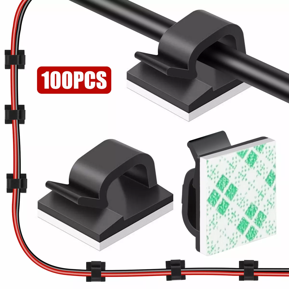 100Pcs Self Adhesive Cable Clips Cord Stick Organizer Wire Holders