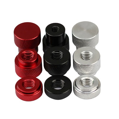 1/4" 3/8" Aluminium Alloy Knurled Thumb Nut Thin/High Type Blind/Through Hole - Picture 3 of 9