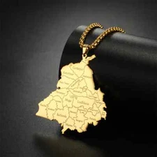 India Punjab State Map Pendant Necklaces for Women Men Box Chain Gifts Jewelry