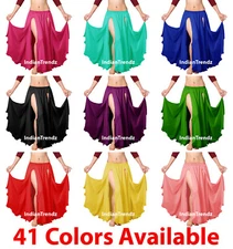 2 Layer 2 Front Slits Skirts Chiffon Full Circle Belly Dance Tribal Reversible