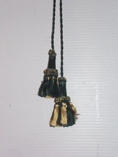 Kravet, Pierre Deux, Double Chair Ties, Double 4" Tassels, Color Green and Gold