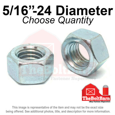 5/16''-24 Grade 5 Finished Hex Nuts Zinc Plated FINE Thread (Pick Quantity)