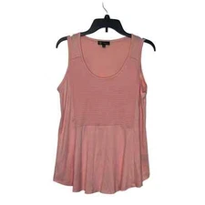 Dg2 Women Smocked Flowy Tank Top Scoop Neck Sleeveless Stretch Small Pink Blush