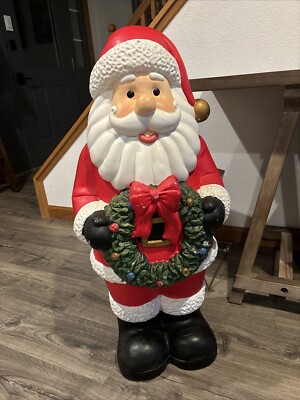 34 Inch Santa Blow Mold Holding Wreath With LED LIGHTS D.A.K INDUSTRIAL CO.