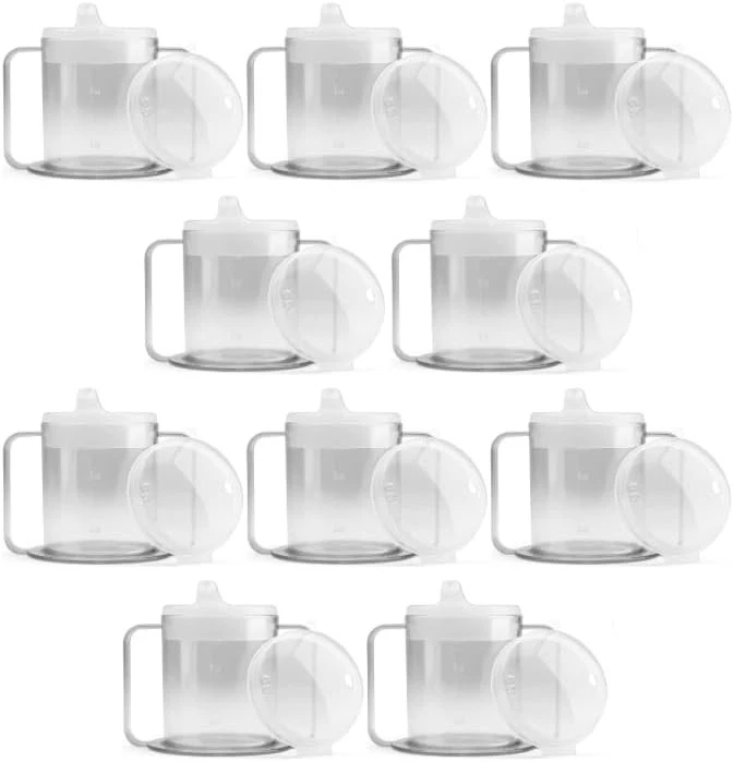Paquete de 10 tazas para sorber adultos con asas - diseño a prueba de independencia y derrames Foto 2 de 4