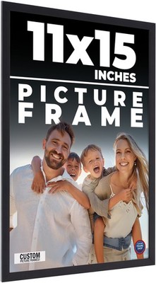 11x15 Frame Black Real Wood Picture Frame Width 0.75 Inches Interior Frame Depth