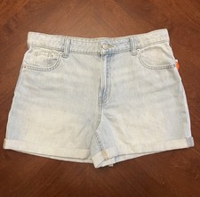 Junior Girls Cropped Denim Shorts Size 16 Adj Waist Wonder Nation NWT