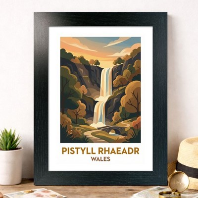 Pistyll Rhaeadr, Wales Reise Poster Giclée Kunstdruck 106-2