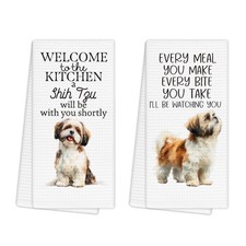 Funny Shih Tzu Kitchen Towels Set of 2 Dog Hand Towels Decor 16x24 Inch