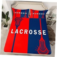 Lacrosse Bedding Fitted Sheet Ball Sports Theme Bedding Sheets Queen Multi 36