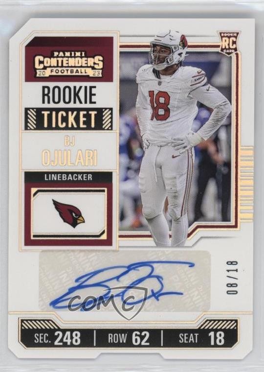 2023 Panini Contenders Ticket Stub 8/18 BJ Ojulari #145 Rookie Auto RC rf2