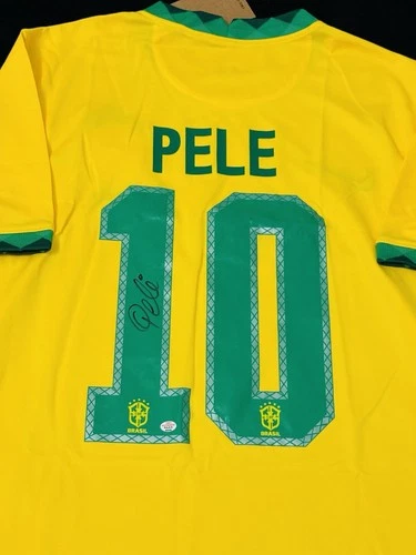 Pele Signed Brazil Pro Style Soccer Jersey COA
