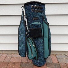 Vintage Jones Sports Company Paisley Blue Teal Golf Bag Carry Cart 3 Way Divider