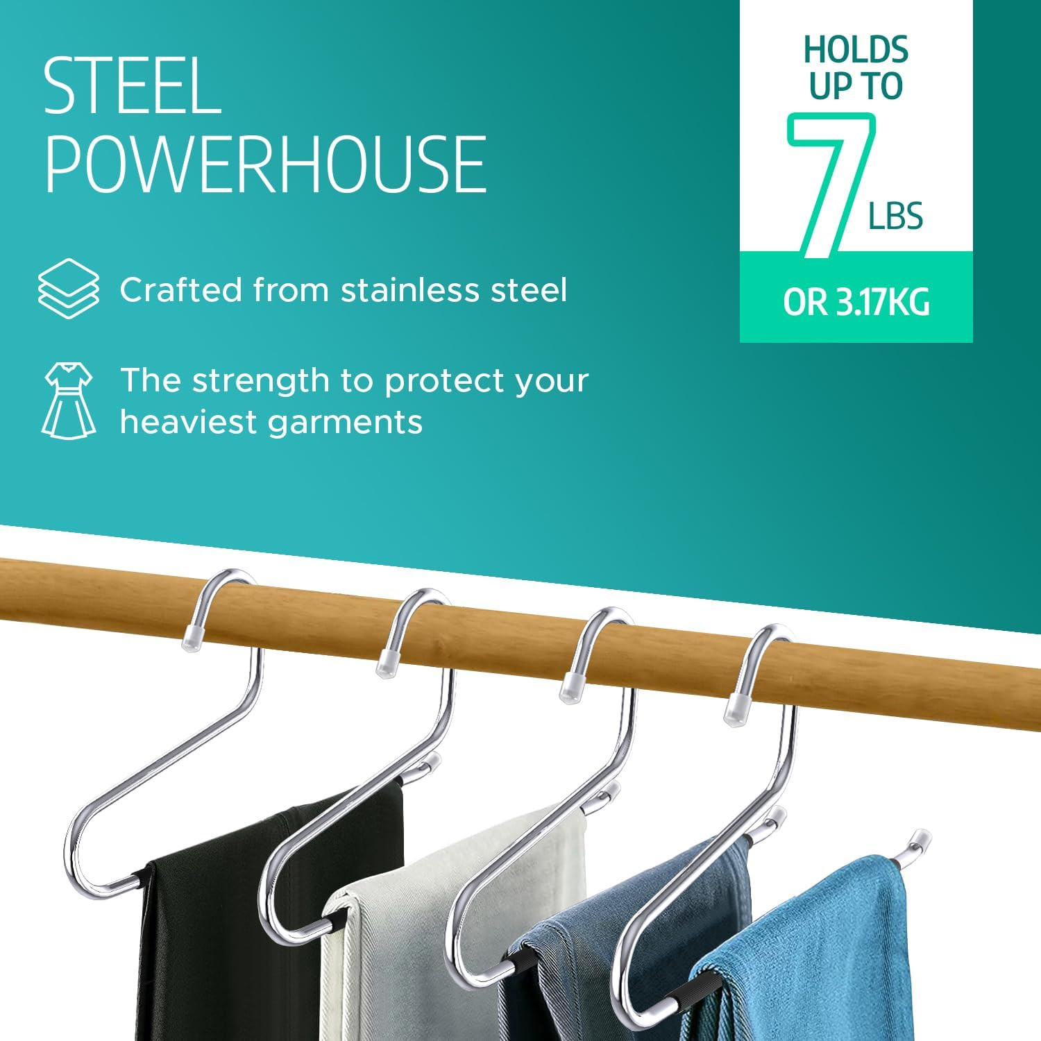 Pants Hangers for Men- 15 Metal Pant Hangers Non Slip Open Ended Trouser Hanger