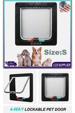 4-Way Lock Pet Door - Secure Cat  Dog Flap Gate for Small Pets
