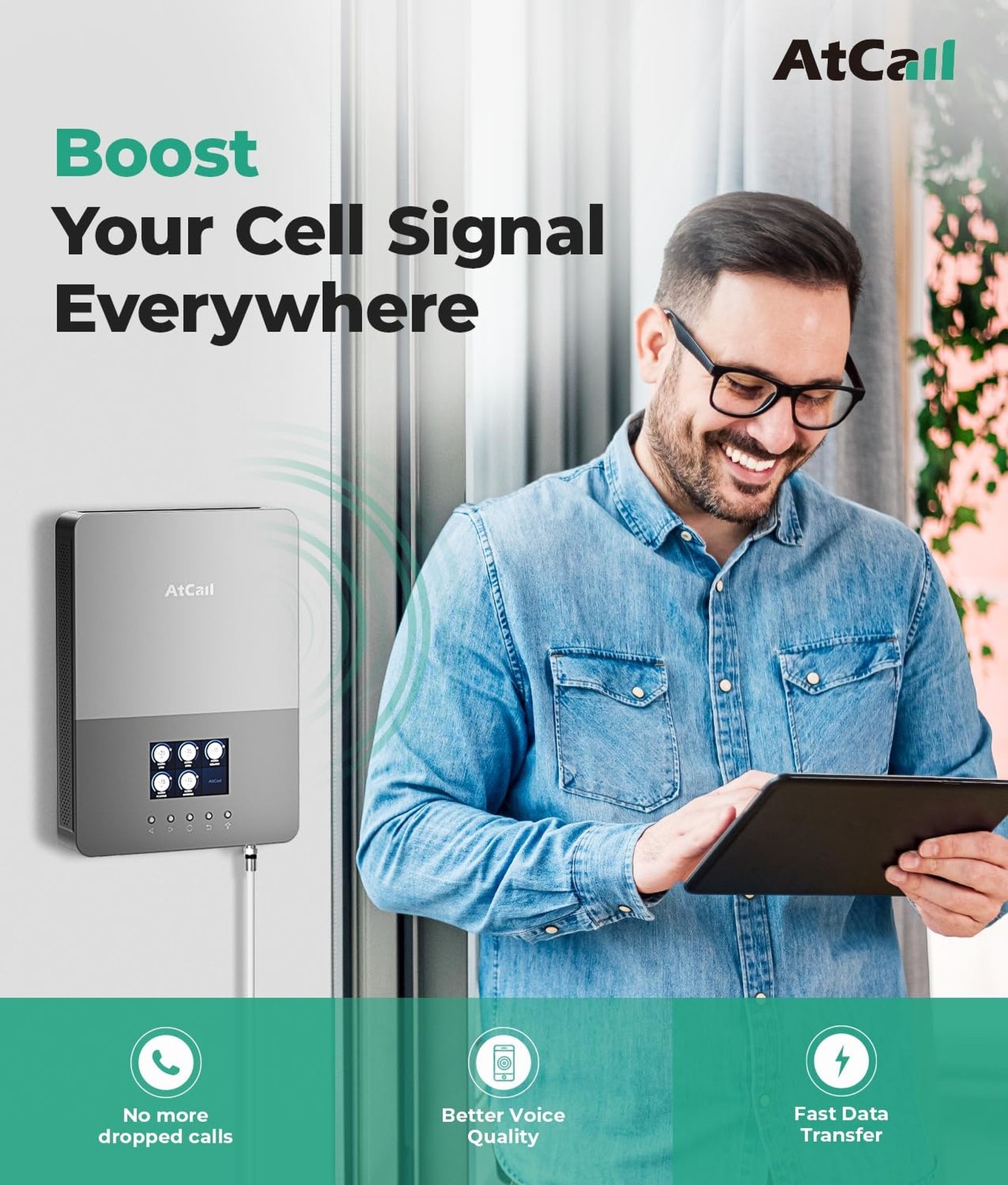 Cell Phone Booster for Home, Up to 6,000 Sq Ft, Smart LCD Display, Built-in I...