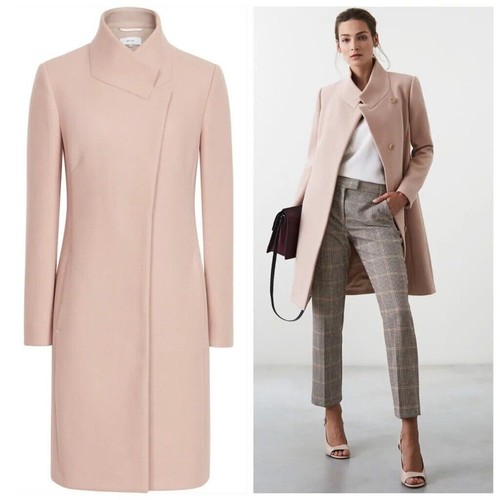 Reiss Sicily Wool Blend Mid Length Coat In Pale Pink Womens Size UK12 US8 NWT - Picture 3 of 14