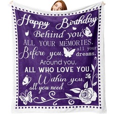 Happy Birthday Gifts for Women Men Flannel Throw Blanket