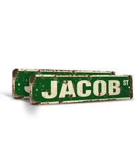 JACOB Vintage Style Rustic Street Sign Childrens Name Room Metal Road Sign
