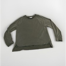 Athleta M Seasoft Crewneck Sweatshirt Aspen Olive Green Silky SOFT Sweater Top