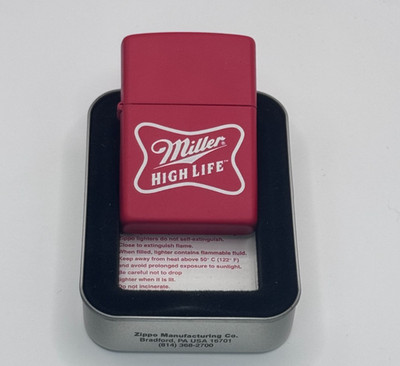 ORIGINAL Zippo Feuerzeug MILLER HIGH LIFE Logo 1999 rot RAR matt NEU IN BOX
