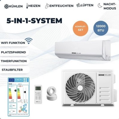 Klimaanlage Quick Connect Split Klimagerät 12000 BTU 3,5kW Wandhalterung WLAN