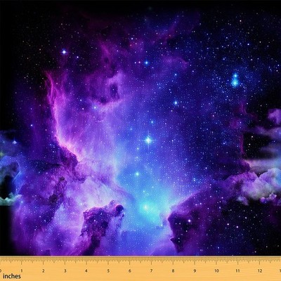Feelyou Galaxy Upholstery Fabric By The Yard Purple Blue Universe Starry Sky