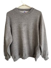 90s Vintage Russell Athletic Sweatshirt XL USA Single V Crewneck Heather Grey