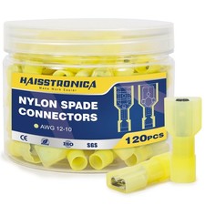 haisstronica 120PCS Nylon Spade Connectors, 12-10 AWG Fully Insulated Male  ...