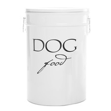White Dog Food Storage Canister Medium, Airtight Stainless Steel Pet Food C...