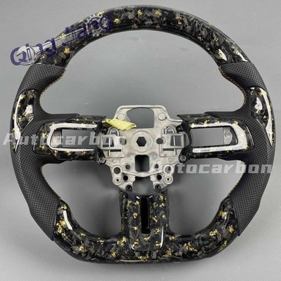 Real Forged Carbon Fiber suede Steering Wheel For Ford Mustang GT 2019-2023