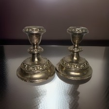 Vintage Lanthe Of England Silver Plated Candle Sticks Set Of 2 Patina Georgian