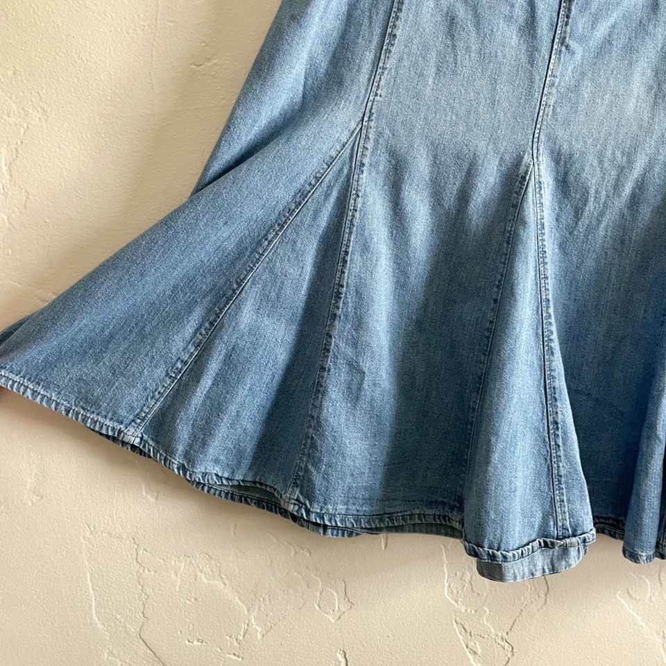 复古 90 年代 y2k JM 系列 10 码牛仔裙 - 修身喇叭 100% 棉及膝 — 第 3/4 张图片