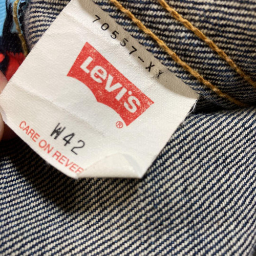 LEVI'S 557XX BANNER AD PRINT Denim Jacket Size:42 All-over LEVI'S 557XX BANNER AD PRINT Denim Jacket Size:42 All-over