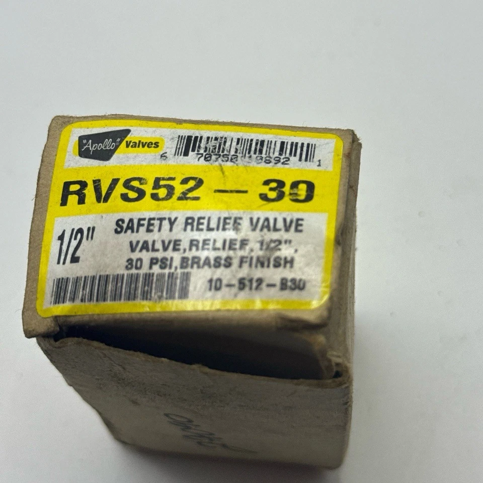 Apollo Valves RVS52 Safety Relief Valve 1/2" Brass RVS52-30 PSI ASME - Image 3 of 4