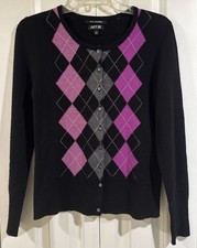 Apt 9 100 Cashmere Argyle Cardigan Sweater Size Sm