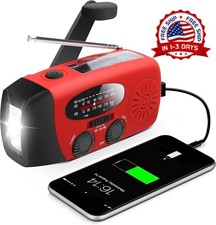 Radio de Emergencia con Manivela Linterna LED Radio Meteorologica Portatil AM/FM