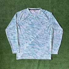 Spyder Rash Guard Long Sleeve Shirt UPF 30 Blue White Surf Sand Sun Lightweight