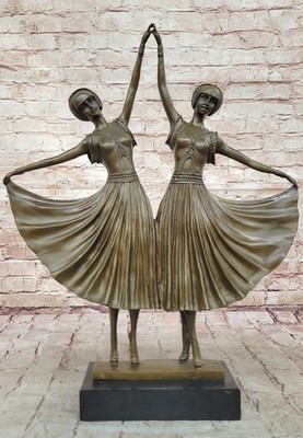 Bronze Statue Heißguss Skulptur Chiparus Art Deco Tanzendes Duo Muttertag