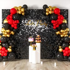 COKAOBE Black Shimmer Wall Backdrop, 48PCS Square Sequin 48pcs 6x8ft ,
