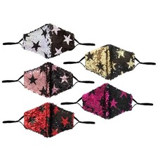 5-Pack: Star Struck Cotton Reversible Sequin Fashion Face Masks With Adjustable