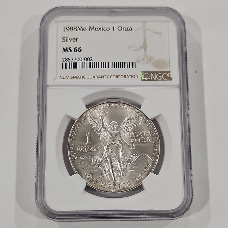 1988 Mo Mexico 1 Onza Silver 0.999 KM#498 Libertad NGC MS66 Mexico (1905-Now)