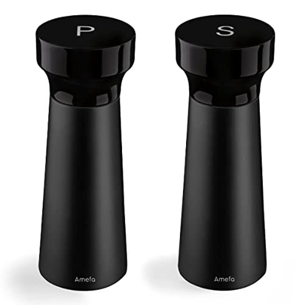 Set 2 Macina Sale e Pepe Amefa Modern Wood Nero Design Minimalista 15cm