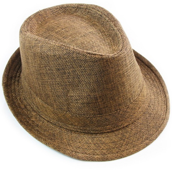 Cotton Fedora Hat for Men and Women - Brown Unisex Canvas Trilby Cap Fashion Style-image