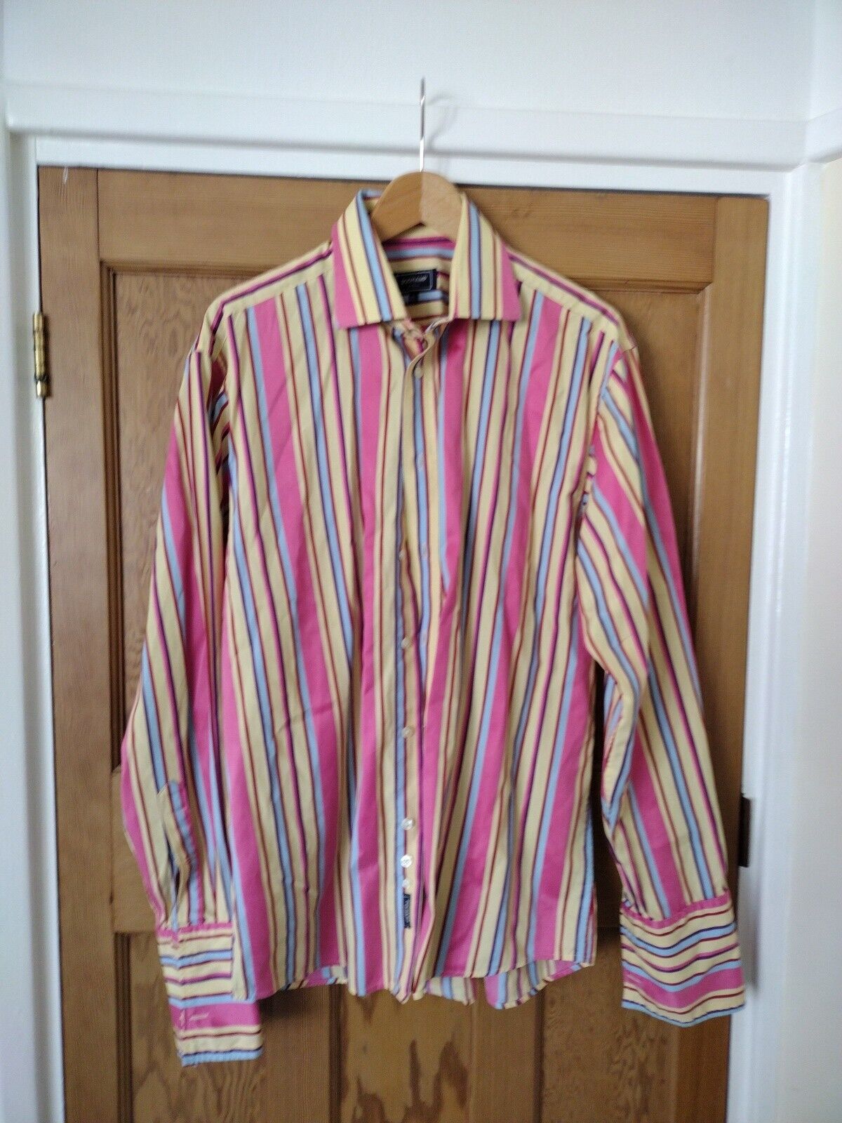 DUCHAMP Shirt Mens 16 1/2 /42 Multicoloured Striped Long Sleeve Double ...